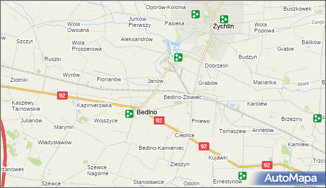 mapa Bedlno-Żbiwiec, Bedlno-Żbiwiec na mapie Targeo