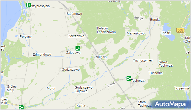 mapa Belęcin, Belęcin na mapie Targeo