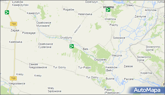 mapa Bełk gmina Imielno, Bełk gmina Imielno na mapie Targeo