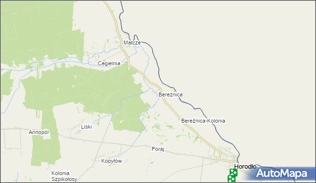 mapa Bereżnica, Bereżnica na mapie Targeo