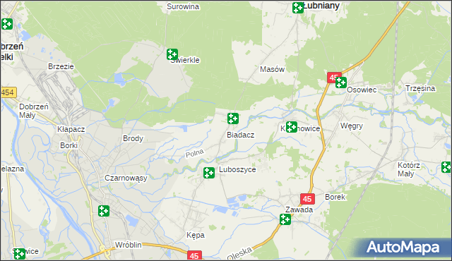 mapa Biadacz gmina Łubniany, Biadacz gmina Łubniany na mapie Targeo