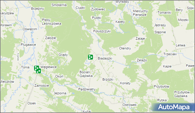 mapa Biadaszki gmina Galewice, Biadaszki gmina Galewice na mapie Targeo