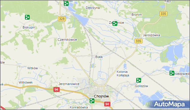 mapa Biała gmina Chojnów, Biała gmina Chojnów na mapie Targeo