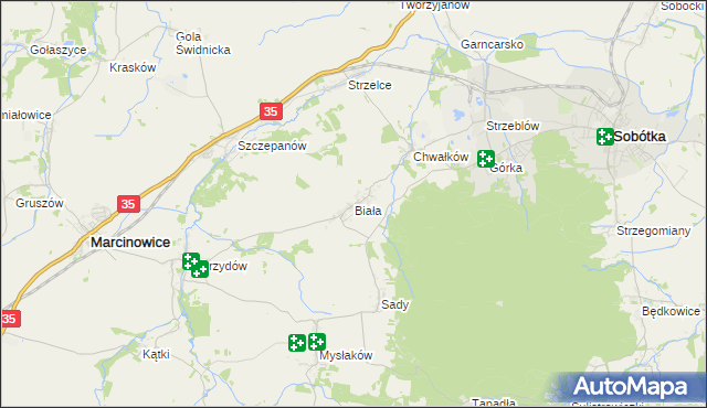 mapa Biała gmina Marcinowice, Biała gmina Marcinowice na mapie Targeo