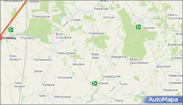 mapa Biała Wieś gmina Biała Rawska, Biała Wieś gmina Biała Rawska na mapie Targeo