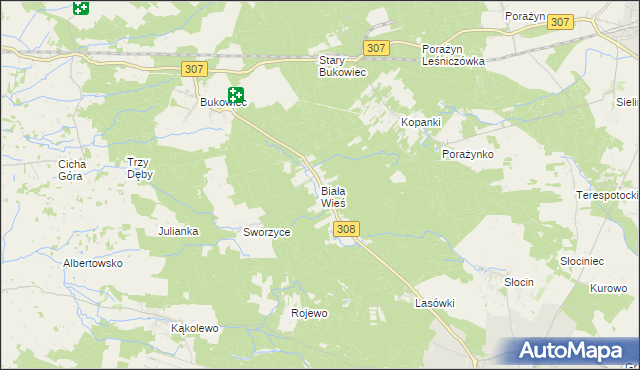 mapa Biała Wieś gmina Grodzisk Wielkopolski, Biała Wieś gmina Grodzisk Wielkopolski na mapie Targeo