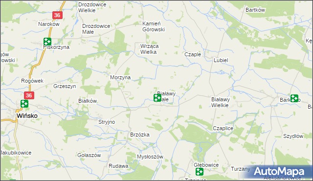 mapa Białawy Małe, Białawy Małe na mapie Targeo