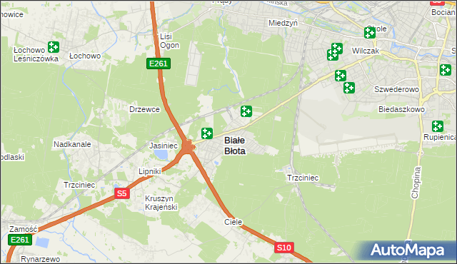 mapa Białe Błota powiat bydgoski, Białe Błota powiat bydgoski na mapie Targeo