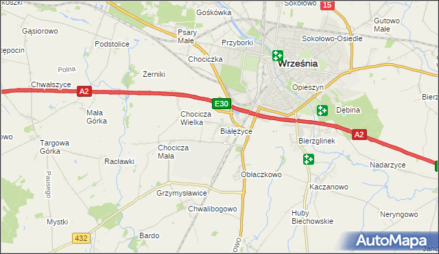 mapa Białężyce, Białężyce na mapie Targeo