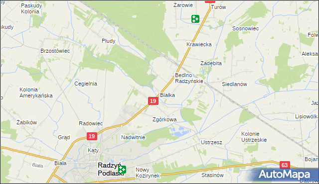 mapa Białka gmina Radzyń Podlaski, Białka gmina Radzyń Podlaski na mapie Targeo