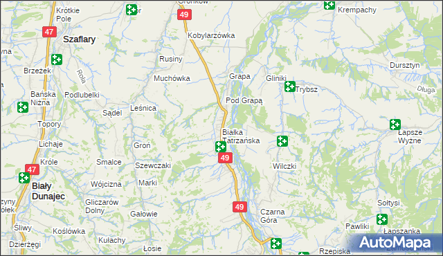 mapa Białka Tatrzańska, Białka Tatrzańska na mapie Targeo