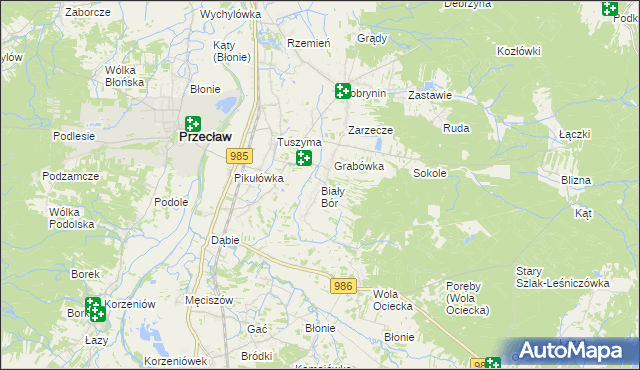 mapa Biały Bór gmina Przecław, Biały Bór gmina Przecław na mapie Targeo