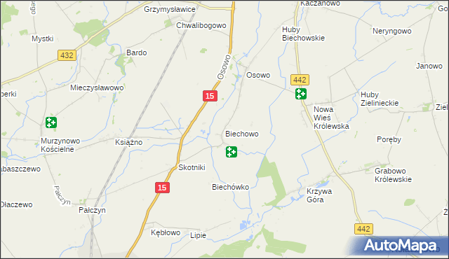 mapa Biechowo gmina Miłosław, Biechowo gmina Miłosław na mapie Targeo