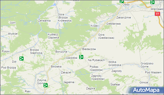 mapa Biedaczów, Biedaczów na mapie Targeo