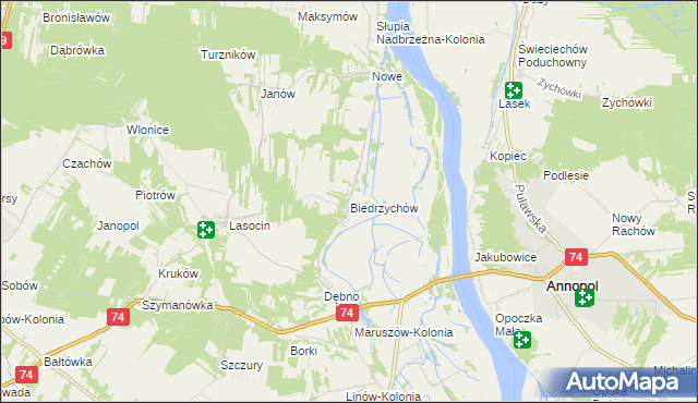 mapa Biedrzychów gmina Ożarów, Biedrzychów gmina Ożarów na mapie Targeo