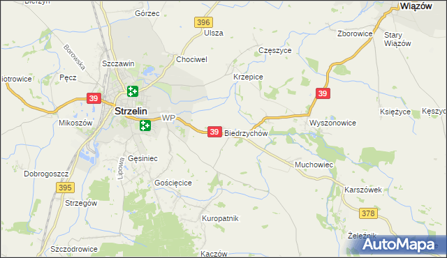 mapa Biedrzychów gmina Strzelin, Biedrzychów gmina Strzelin na mapie Targeo