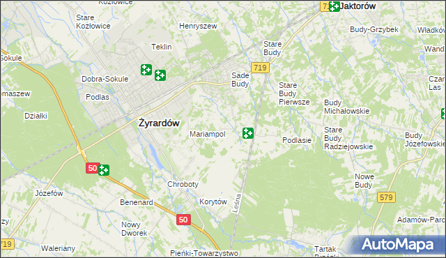 mapa Bieganów gmina Jaktorów, Bieganów gmina Jaktorów na mapie Targeo