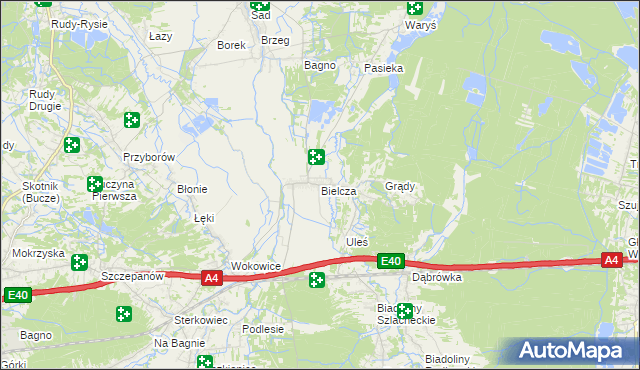 mapa Bielcza, Bielcza na mapie Targeo