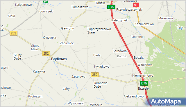 mapa Biele gmina Bądkowo, Biele gmina Bądkowo na mapie Targeo