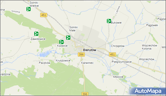 mapa Bierutów, Bierutów na mapie Targeo