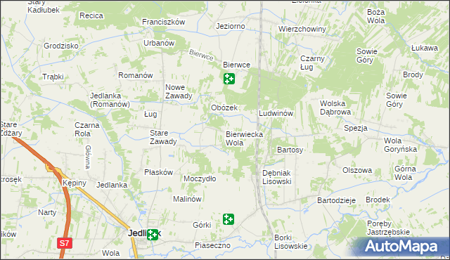 mapa Bierwiecka Wola, Bierwiecka Wola na mapie Targeo