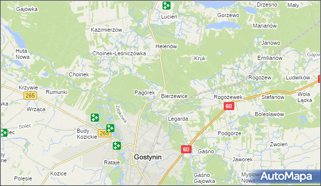 mapa Bierzewice, Bierzewice na mapie Targeo