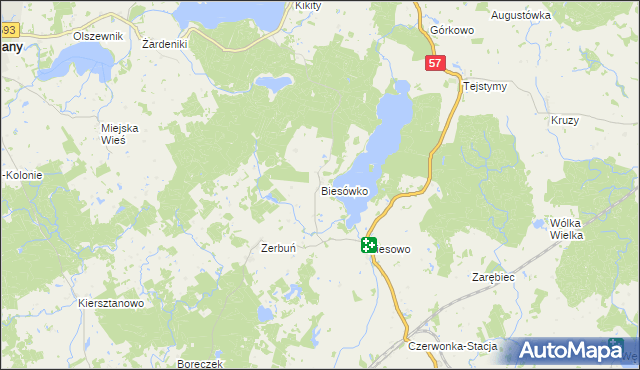 mapa Biesówko, Biesówko na mapie Targeo