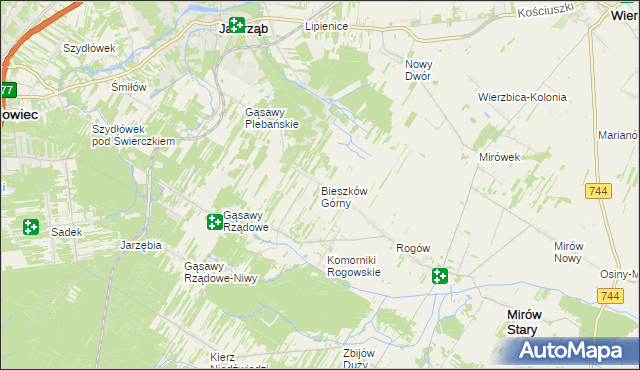 mapa Bieszków Górny, Bieszków Górny na mapie Targeo