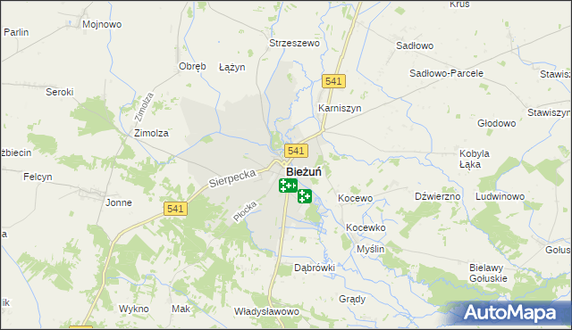 mapa Bieżuń, Bieżuń na mapie Targeo