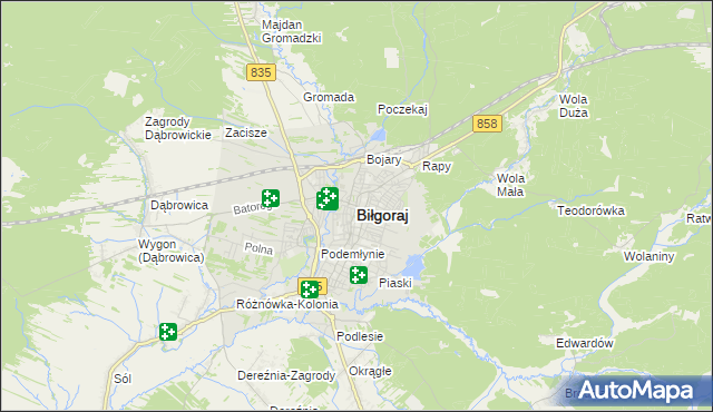 mapa Biłgoraj, Biłgoraj na mapie Targeo