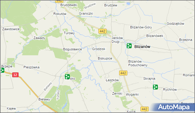 mapa Biskupice gmina Blizanów, Biskupice gmina Blizanów na mapie Targeo