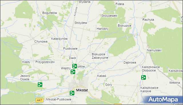 mapa Biskupice Zabaryczne, Biskupice Zabaryczne na mapie Targeo