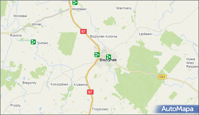 mapa Bisztynek, Bisztynek na mapie Targeo