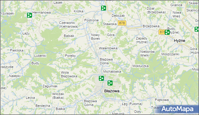 mapa Błażowa Dolna, Błażowa Dolna na mapie Targeo