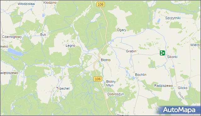 mapa Błotno gmina Nowogard, Błotno gmina Nowogard na mapie Targeo