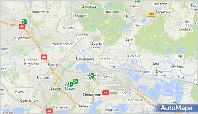 mapa Bobrek gmina Chełmek, Bobrek gmina Chełmek na mapie Targeo