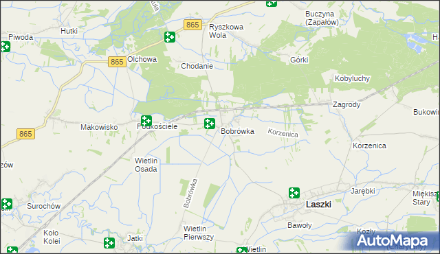 mapa Bobrówka gmina Laszki, Bobrówka gmina Laszki na mapie Targeo