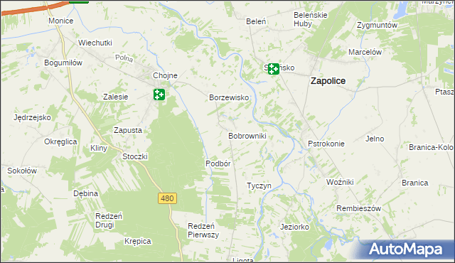 mapa Bobrowniki gmina Sieradz, Bobrowniki gmina Sieradz na mapie Targeo