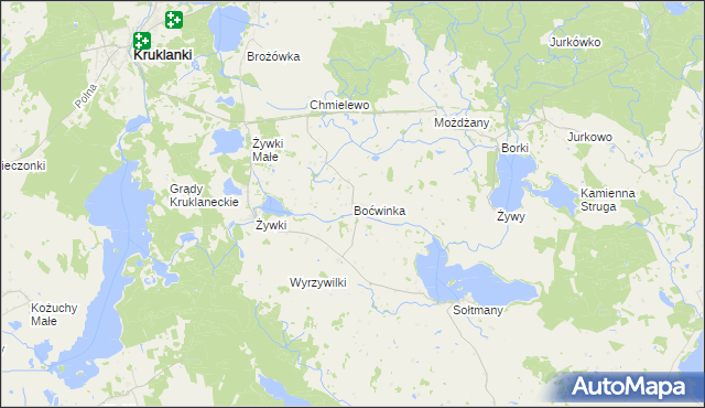 mapa Boćwinka gmina Kruklanki, Boćwinka gmina Kruklanki na mapie Targeo
