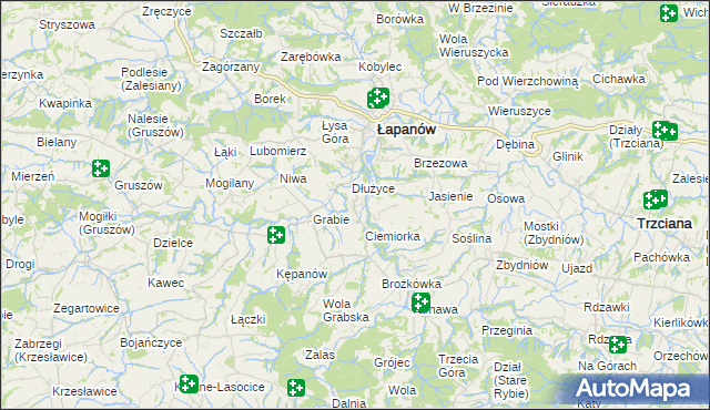 mapa Boczów gmina Łapanów, Boczów gmina Łapanów na mapie Targeo