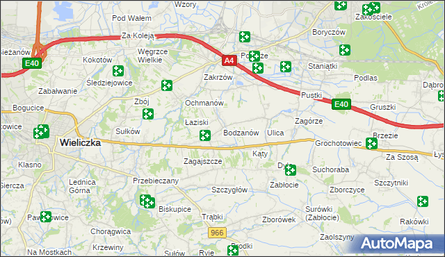 mapa Bodzanów gmina Biskupice, Bodzanów gmina Biskupice na mapie Targeo