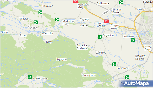 mapa Bogacka Szklarnia, Bogacka Szklarnia na mapie Targeo