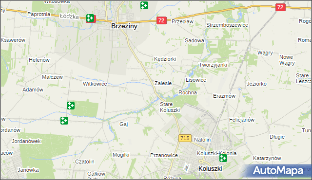 mapa Bogdanka gmina Brzeziny, Bogdanka gmina Brzeziny na mapie Targeo