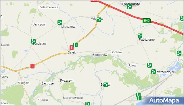 mapa Bogdanów gmina Kostomłoty, Bogdanów gmina Kostomłoty na mapie Targeo