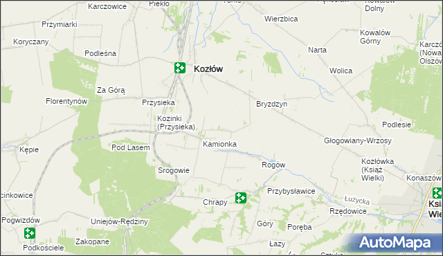 mapa Bogdanów gmina Kozłów, Bogdanów gmina Kozłów na mapie Targeo