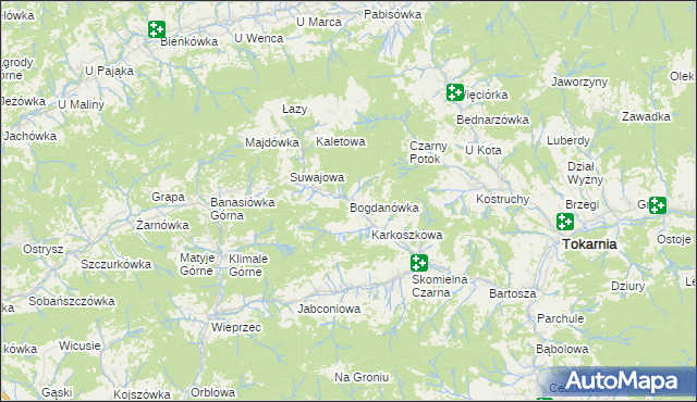 mapa Bogdanówka gmina Tokarnia, Bogdanówka gmina Tokarnia na mapie Targeo