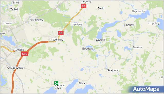 mapa Bogdany gmina Barczewo, Bogdany gmina Barczewo na mapie Targeo