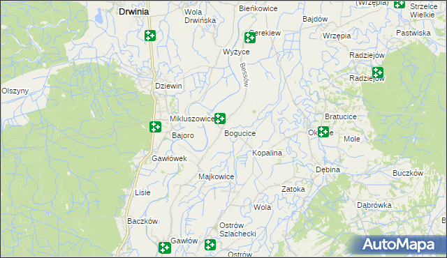 mapa Bogucice gmina Bochnia, Bogucice gmina Bochnia na mapie Targeo