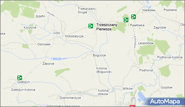 mapa Bogucice gmina Trzeszczany, Bogucice gmina Trzeszczany na mapie Targeo