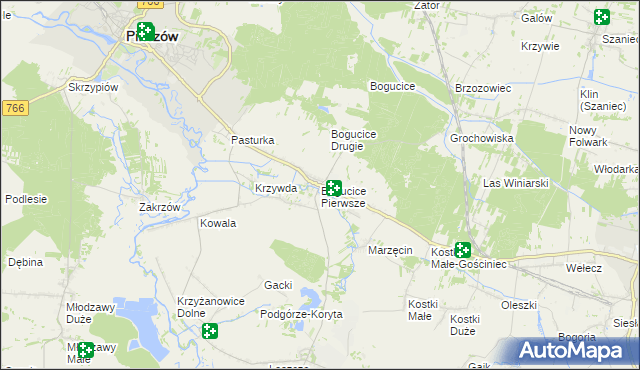 mapa Bogucice Pierwsze, Bogucice Pierwsze na mapie Targeo